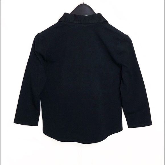 <NWOT>Black V-Neck Button Down Shirt - Picture 2 of 4